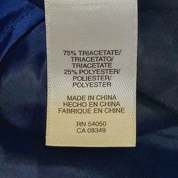 Jones New York Women's 10 Satin Draped Neckline Cocktail Dress Blue Lined Prom - Picture 6 of 9